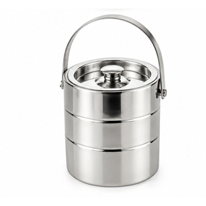 Seau à glace isotherme double paroi en acier inoxydable, finition miroir moderne, pour vin et champagne, idéal pour les bars et la restauration. - Product Image 3