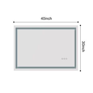 Specchio da Bagno LED Smart Touch 40x30 Pollici, Montaggio a Parete, Retroilluminato, Antiappannamento, con Memoria - Product Image 2