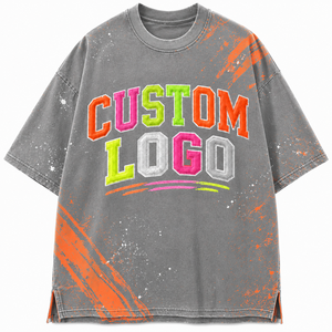 Camiseta Extra Grande con Logotipo Personalizado para Hombre, Manga Corta, Bordado Frontal con Letras, Estilo Urbano, Cuello Redondo, Jersey de Algodón - Product Image 1