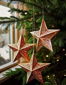 Luxury Metal Glass Christmas <b>Star</b> Hanging Ornaments Handmade Mirror Finish Festive <b>Tree</b> Decor Set <b>for</b> Home - Product Image 5