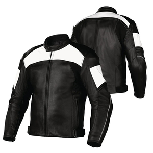 Black & White Color Full Zipper Highest Quality Stylish Comfortable Best Leather Motorcycle <b>Racing</b> <b>Jackets</b> - Product Image 1