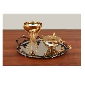 Juego de quemador de incienso Bakhoor de metal de lujo con bandeja decorativa, quemador de incienso árabe Oud, soporte para fragancias para el hogar, regalo para Ramadán y Eid - Product Image 3