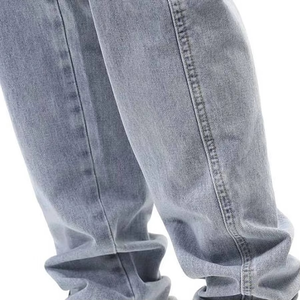 Pantalon cargo en jean pour homme, délavé, coupe droite légère, taille haute, en coton léger, avec poches - Product Image 5