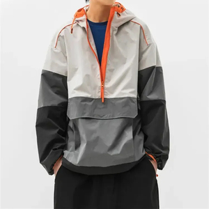 Blousons de survêtement à col zippé avec blocs de couleur et logo personnalisé, coupe oversize, coupe-vent, faible MOQ, vente en gros, fournisseur de survêtements d'entraînement - Product Image 4