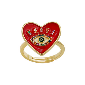 Promotion Enamel Heart Shape Evil Eye <b>Ring</b> Gold Plated Red White Black rainbow Cz Open <b>Adjusted</b> <b>Ring</b> for Women - Product Image 1