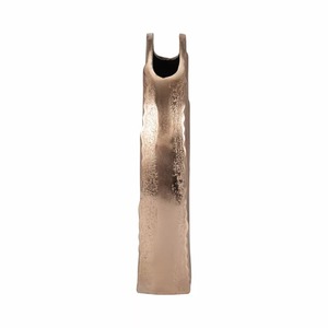 Formscape Modern Bronze <b>Vase</b> With <b>Ribbed</b> Texture 12x8x3 Inch Handmade Decorative Flower Holder - Product Image 5