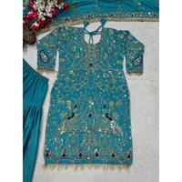 Ensemble de costumes de soirée pour femmes Top Dhoti Salwar Dupatta