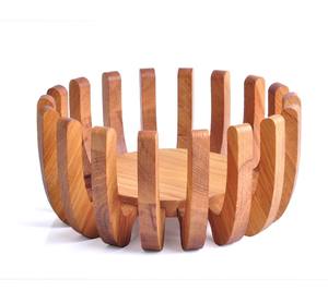 Natural Wooden Fruit Bowl For Dining Table Handmade Serving Bowl For Fruits <b>Bread</b> Snacks And Salad - Product Image 6