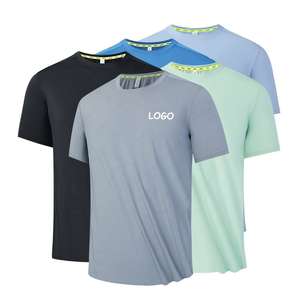 T-shirt de sport pour homme personnalisé avec logo, de haute qualité, à séchage rapide, uni, pour la course à pied, la gym et le fitness - Product Image 2
