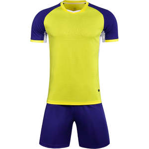 Ensemble de maillot et short de football jaune et bleu pour homme, respirant, en polyester, uniforme de sport pour adulte - Product Image 4