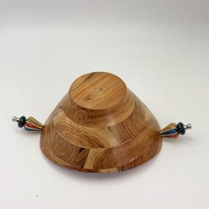 Tazón de madera de acacia de buena calidad con asa con cuentas para utensilios de cocina y hoteles, procedente de la India, al precio más bajo. - Product Image 5