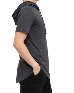 Sweat à capuche à manches courtes en tissu éponge imprimé, écologique, pour l'entraînement, avec cordon de serrage, pour homme - Product Image 4