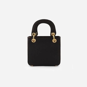 HINDVANTA GLOBAL Custom Black Organic Leather Solid Color <b>Mini</b> <b>Tote</b> <b>Bag</b> Chains Open Closure Portable Women Daily Use Travel - Product Image 3