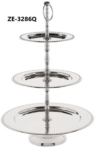 Handmade Decorative Wedding <b>Cake</b> Display <b>Stand</b> ManufacturerThree Tier Stainless Steel <b>Cake</b> <b>Stand</b> with Beaded Edge Eco-Friendly - Product Image 4