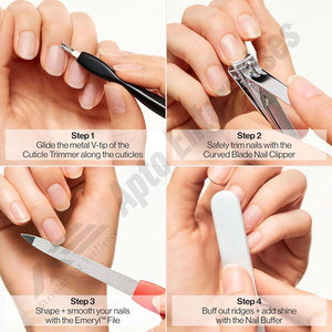 Kit Esencial de Manicura con Estuche de Viaje, Set de Manicura para el Cuidado de las Uñas, Cortacutículas de Doble Punta, Cortauñas de Hoja Curva - Product Image 3