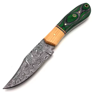 Venta Directa de Fábrica Cuchillo de Caza de Acero de Damasco Hecho a Mano con Mango de Madera de Palisandro de Alta Calidad OEM/ODM Personalizable Punta Recta - Product Image 1