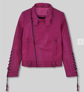 Veste en cuir pour femme, nouvelle mode, veste en cuir unisexe coupe-vent, veste en cuir violette et rose, styles personnalisés 2006 - Product Image 1