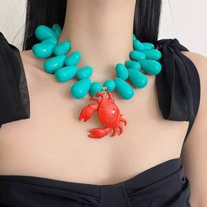 Collier de perles irrégulières en résine faites à la main, multicolores, bijoux de mode, artisanat moulé, pour femmes et filles - Meilleures ventes - Product Image 1