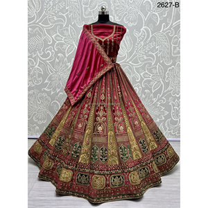 Collections de velours de vêtements de mariée indiens pour la mariée avec le travail de Zarkhan par Fabzone - Product Image 3