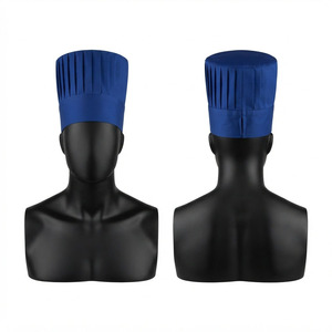 Casquette de Chef en Coton Premium 180 GSM Bleue à Couronne Plissée, Ajustement Réglable, Broderie de Logo Personnalisé, Chapeau de Travail de Cuisine, Uniforme Professionnel - Product Image 1