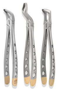 High Quality Set of 6 Dental Extraction Forceps Diamond Coated Sand Blast Gray with Gold Plated Stainless Steel - Product Image 2