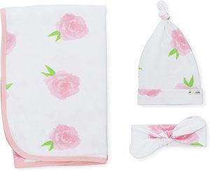 Newborn White Pure Cotton Spring Autumn Thin <b>Swaddle</b> <b>Blanket</b> with Bow Hat for Upto 9 Months Baby Wholesale - Product Image 2