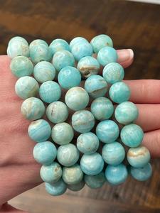 Perles d'hémimorphite naturelles en gros |   Collier de perles rondes en larimar bleu de 8 mm - Product Image 3