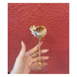 Verre à cocktail artisanal en coquillage avec tige transparente, vaisselle décorative vintage pour cadeau de fête, verre en cristal réutilisable - Product Image 2