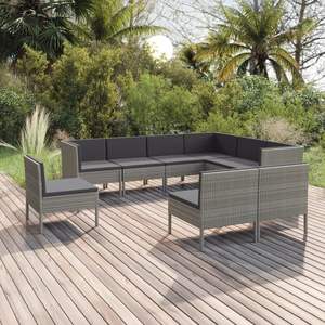 Conjunto de Muebles de Jardín de Ratán PE Gris 100% Poliéster con Acero con Recubrimiento en Polvo, Muebles de Exterior Premium - Product Image 1