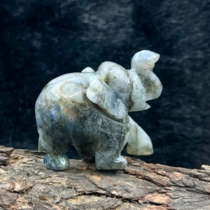 Chakralume Labradorite <b>Elephant</b> Hand Carved Natural Pyrite Figurine Flash Crystal Feng Shui <b>Decor</b> From Rajasthan Wholesale - Product Image 2