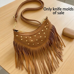 Premium Genuine Leather Fringe Handbag for Women – Vintage Boho Style Shoulder <b>Bag</b> with Tassels & <b>Studded</b> Detail - Product Image 4