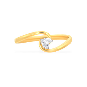 Anillo Abierto de Oro Amarillo de Moda, Diseño Solitario con Diamante en Forma de Corazón, Peso del Diamante de 0.35 Quilates, Joyería de Moda al por Mayor - Product Image 4