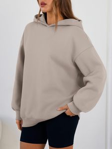 Sudadera extragrande para mujer de la mejor calidad, tela deportiva antiencogimiento, 100% algodón, con el mejor logotipo personalizado, color sólido. - Product Image 4