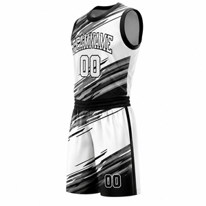 Custom Sublimation Printed Sleeveless Basketball Uniform Set V-neck Jersey Shorts Team Name Number 100% Polyester Breathable - Product Image 3