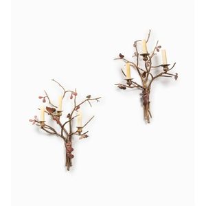 Support mural décoratif en métal pour bougie, motif branche d'arbre, applique murale florale vintage, bougeoir suspendu, support de bougie de luxe pour la maison - Product Image 1