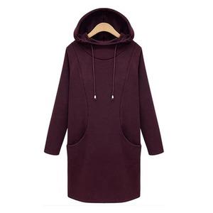 Vestido con Capucha Negro para Mujer, Manga Larga, Felpa Francesa, Algodón, Sudadera con Capucha, Estilo Casual Urbano - Product Image 2