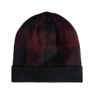 Bonnet à carreaux unisexe pour adulte, bonnet d'hiver chaud, motif à carreaux, circonférence de la tête 56-58 cm, style décontracté, 100% acrylique tricoté - Product Image 1