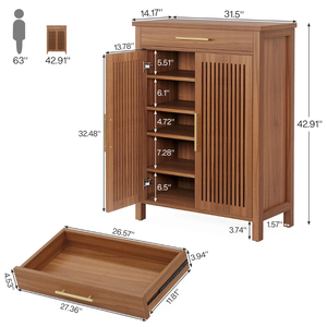 Meuble à chaussures moderne en bois, style grange, avec porte rabattable, durable, écologique et peu encombrant, pour salon - Product Image 3