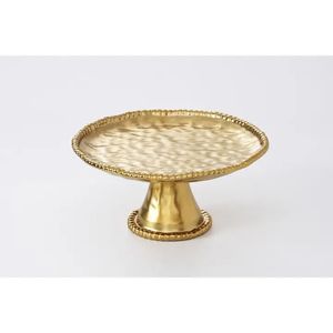 Gold Metal Two <b>Tier</b> <b>Cake</b> <b>Stand</b> with Round Top and Ring Handle decorative metal <b>cake</b> <b>stand</b> - Product Image 2