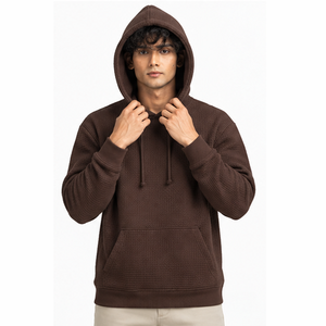 Sweat à capuche gaufré pour homme, pull thermique personnalisé à manches longues, décontracté, streetwear d'hiver, vêtements de sport, vente en gros - Product Image 4