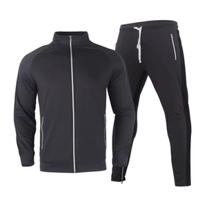 HIGHSPARK ENTERPRISES Chándal Negro para Hombre con Cierre Completo, Cuello Alto, Diseño Deportivo, Secado Rápido, Spandex/Poliéster Ecológico - Product Image 1