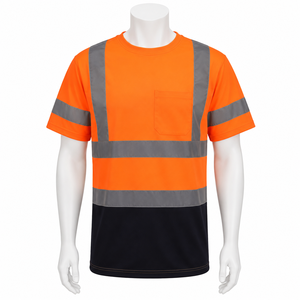 T-shirt de sécurité haute visibilité, vêtements de travail réfléchissants, respirant, jaune fluo, chemise de chantier à manches courtes avec poche - Product Image 3