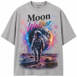 Camiseta de Manga Larga con Estampado de Astronauta Moon Walker para Hombre, Color Personalizado, Cuello Redondo, Corte Regular, Informal, 100% Algodón Jersey Terry - Product Image 1