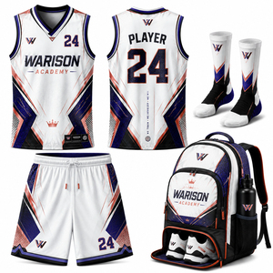 100% Polyester Basketball Training Uniform Kit Unisex Plus Size Quick Dry Basketball Jersey Shorts Socks And Sports Bag Set - Product Image 2