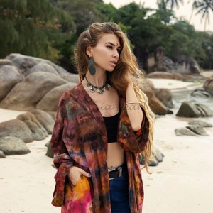 Belle Nouveau Kimono Robe D'été Surdimensionné Vacances Look Boho Festival Bohème Boho Chic À La Mode Femmes Tie Dye Kimono - Product Image 4