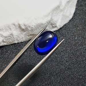 พลอยแซฟไฟร์ธรรมชาติทรงรีแบบคาโบชอง ขัดเรียบ รูปทรงไข่ ด้านหลังแบน แซฟไฟร์หลวม หลายขนาด ขายส่ง - Product Image 3