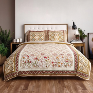 Full Jaal Solid <b>Bed</b> <b>Sheet</b> Set 100% Organic Cotton Microfiber Fabric 95x108 Inch Soft Home Hotel Bedding <b>PVC</b> 4pcs Included - Product Image 2
