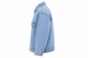 Custom Rhinestone Denim Jacket Personalized Logo <b>Light</b> Blue Jean Jacket Wholesale - Product Image 4