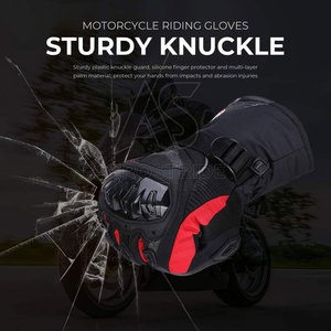 Guantes Profesionales de Cuero para Carreras de Invierno con Palma Reforzada, Diseño Antideslizante de Dedos Completos para Conducción en Pista y Carretera - Product Image 5