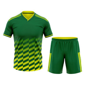 ชุดฟุตบอลพิมพ์โลโก้ตามสั่ง แห้งเร็ว ระบายอากาศได้ดี สีเหลืองและสีเขียว ชุดฝึกซ้อมฟุตบอลสำหรับทีมชายและหญิง - Product Image 4